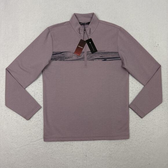Travis Mathew Mens S Swell Season 1/4 Zip Golf Pullover Heather Mauve ECO NWT - Picture 3 of 11